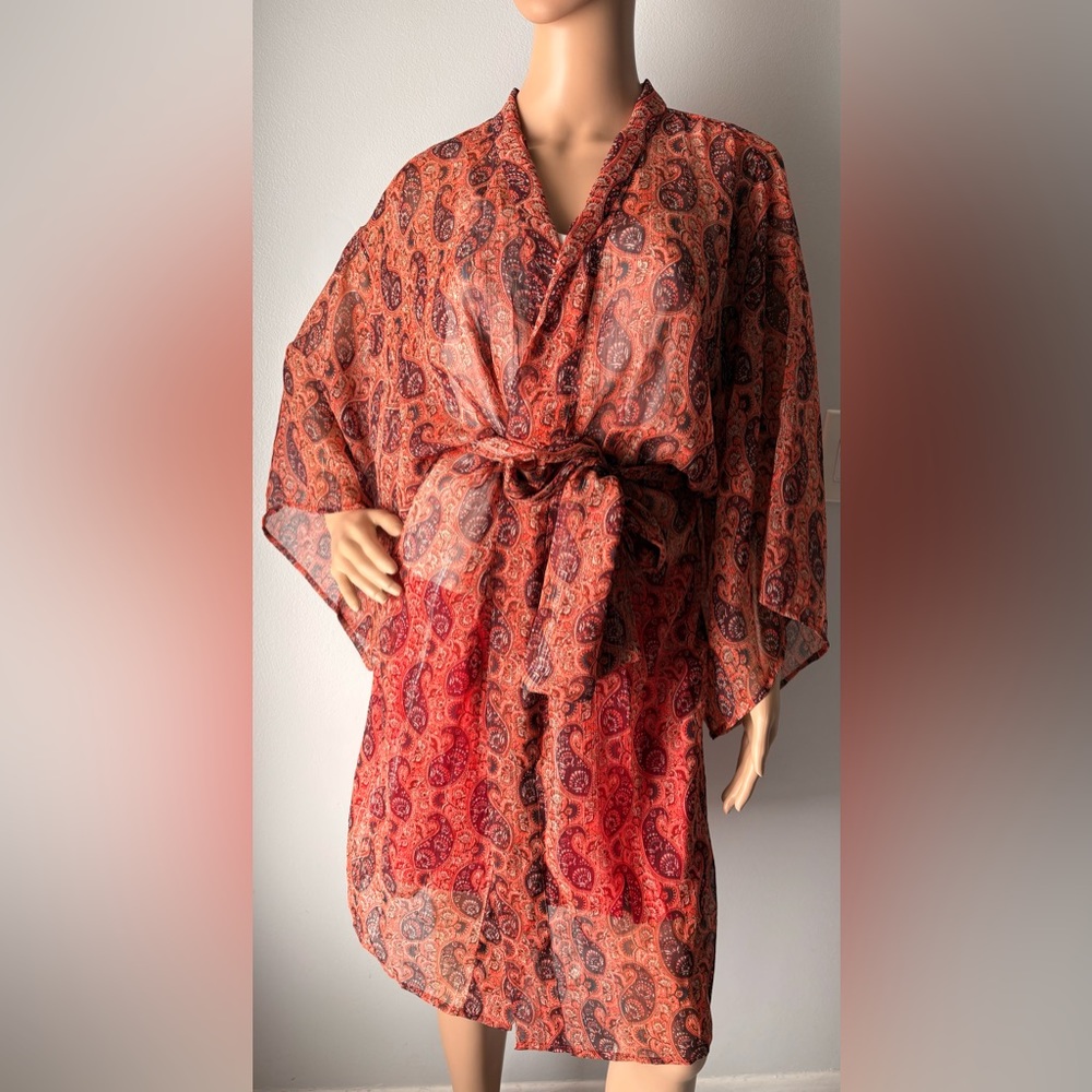 NWOT America & Beyond bohemian paisley kimono robe beach cover up size small 🏖️